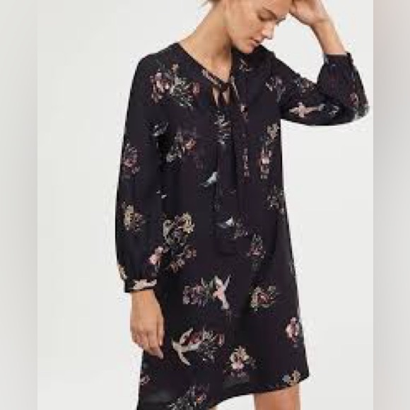 H&M NWT Bird Print Flowy Shift Dress - Picture 2 of 7